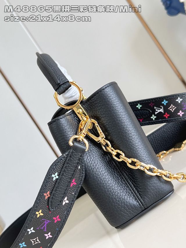 Louis vuitton original calfskin capucines mini handbag M25903 black