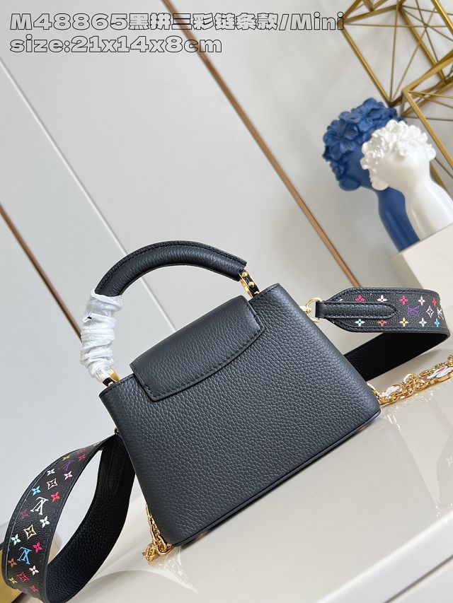 Louis vuitton original calfskin capucines mini handbag M25903 black