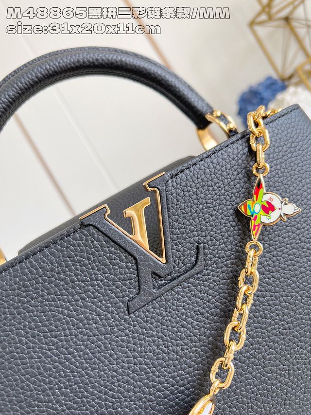 Louis vuitton original calfskin capucines mm handbag M25386 black