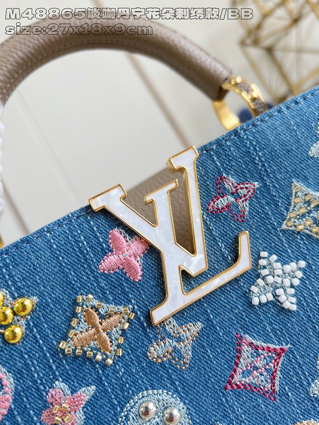 Louis vuitton original denim capucines BB handbag M25471 grey