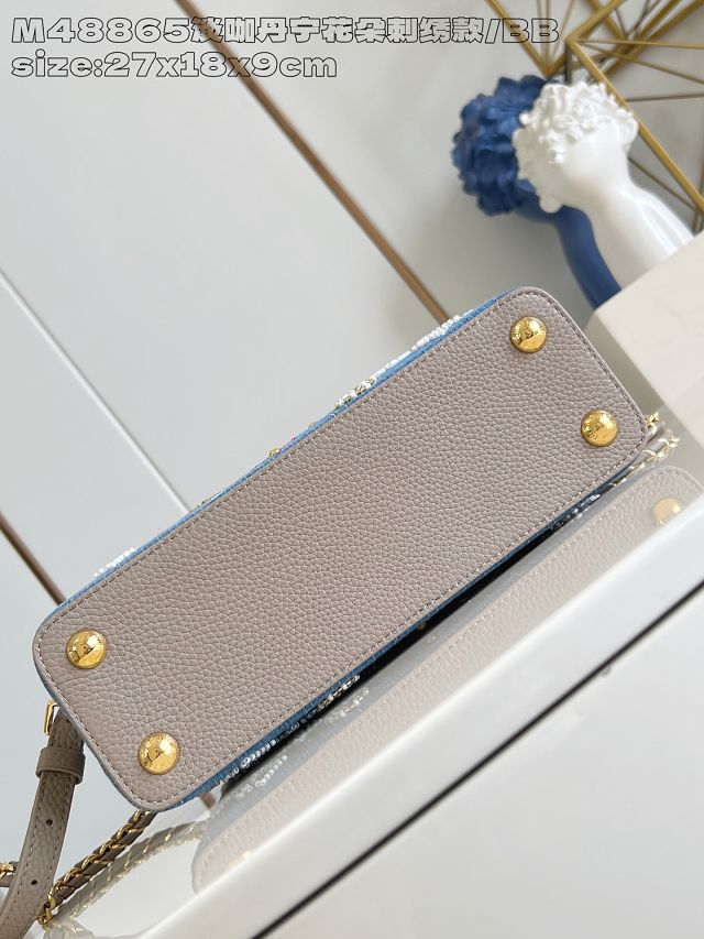 Louis vuitton original denim capucines BB handbag M25471 grey