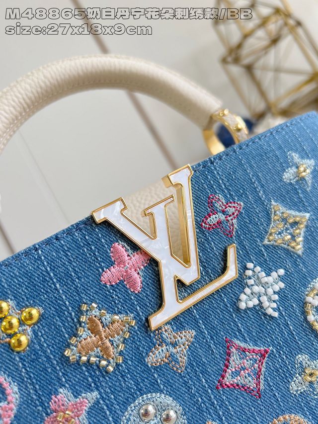 Louis vuitton original denim capucines BB handbag M25471 white