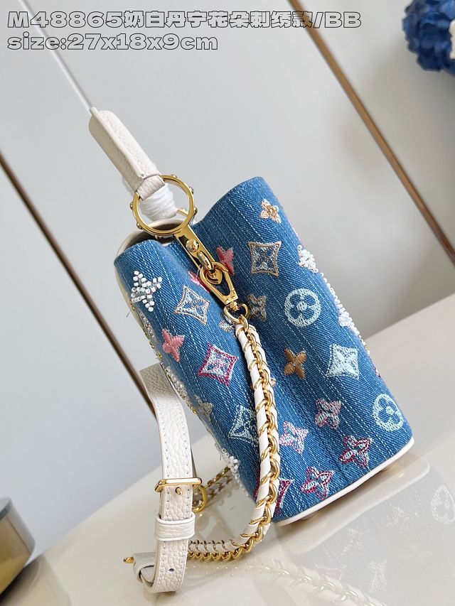 Louis vuitton original denim capucines BB handbag M25471 white