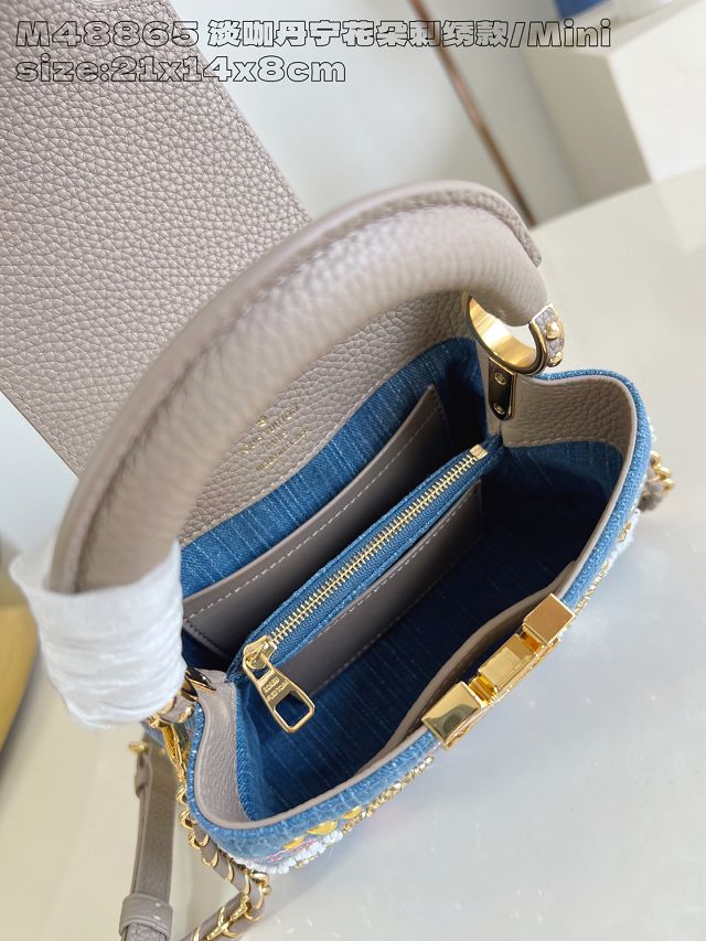 Louis vuitton original denim capucines mini handbag M12947 grey