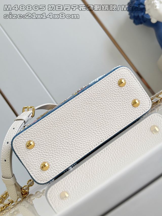 Louis vuitton original denim capucines mini handbag M12947 white