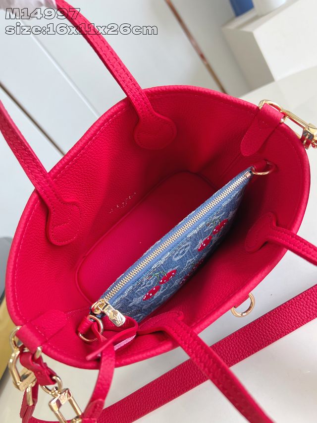 Louis vuitton original denim neverfull inside out BB M14997 red