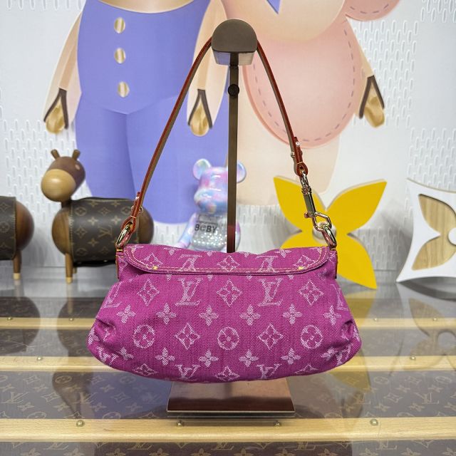 Louis vuitton original denim shoulder bag M95216 rose red