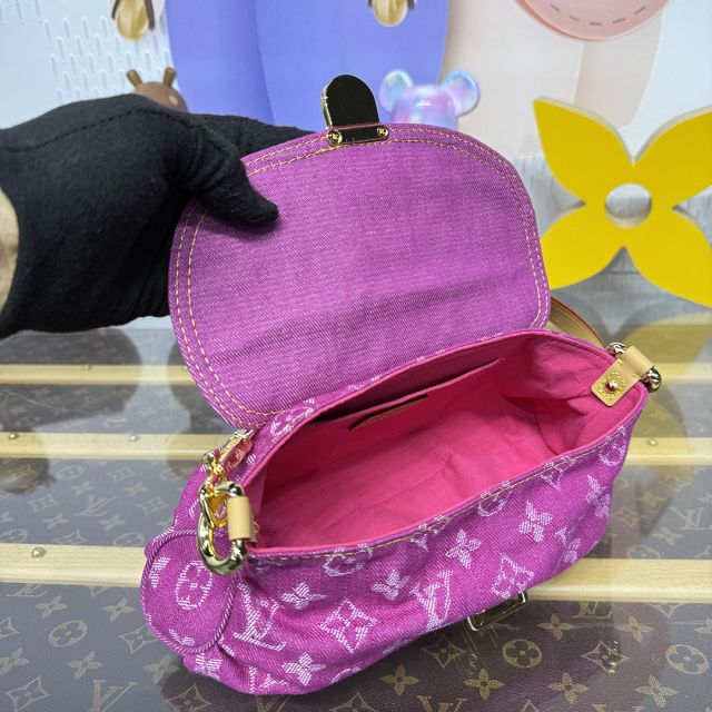 Louis vuitton original denim shoulder bag M95216 rose red