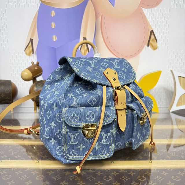 Louis vuitton original monogram denim backpack M44460 blue
