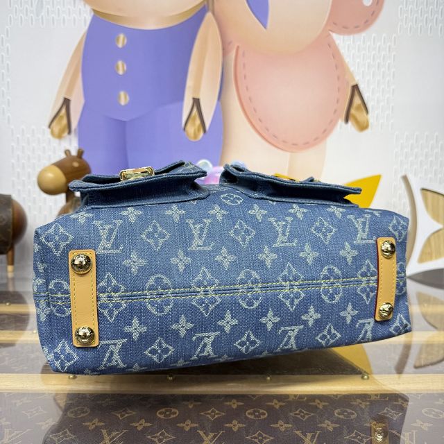 Louis vuitton original monogram denim hobo bag M95048 blue