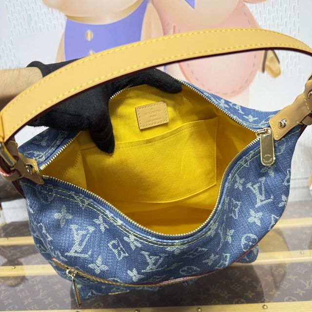 Louis vuitton original monogram denim hobo bag M95048 blue