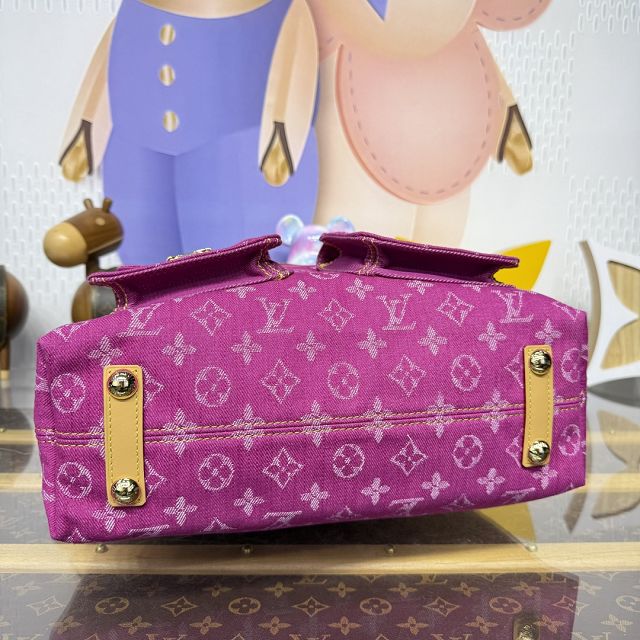 Louis vuitton original monogram denim hobo bag M95210 rose red