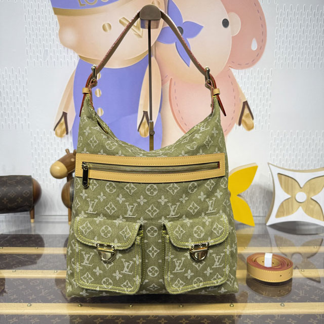 Louis vuitton original monogram denim hobo bag M95211 green