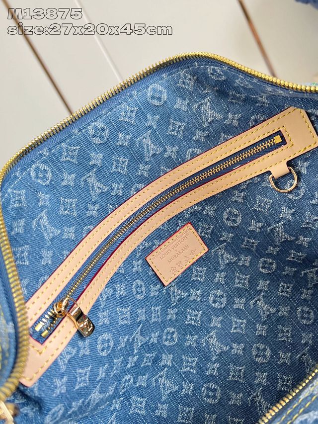 Louis vuitton original monogram denim keepall 45 M13875 blue