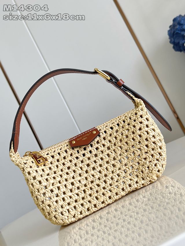 Louis vuitton original raffia hills pochette M14304 apricot