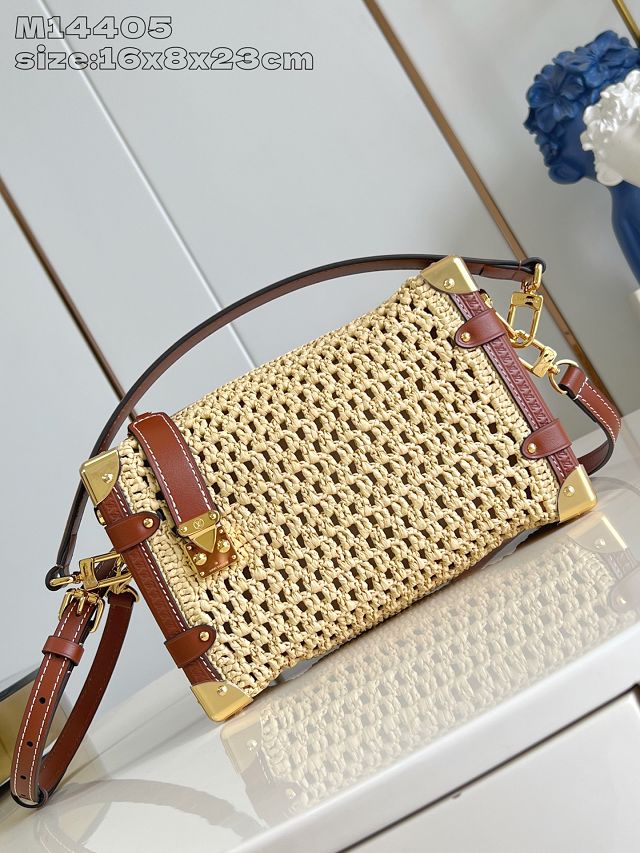 Louis vuitton original raffia side trunk m14405 apricot