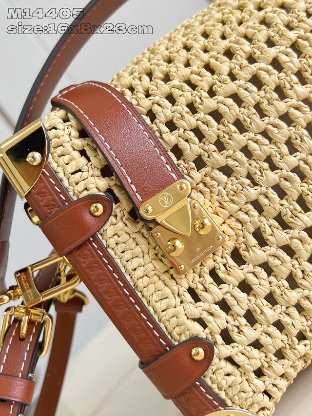 Louis vuitton original raffia side trunk m14405 apricot