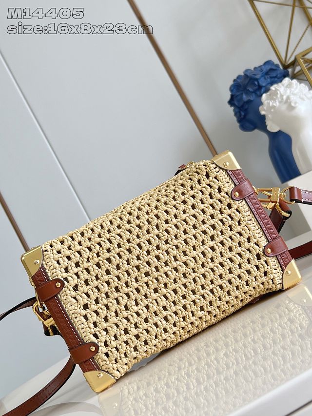 Louis vuitton original raffia side trunk m14405 apricot