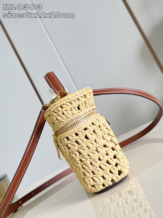 Louis vuitton original raffia vanity chain pouch M14303 apricot