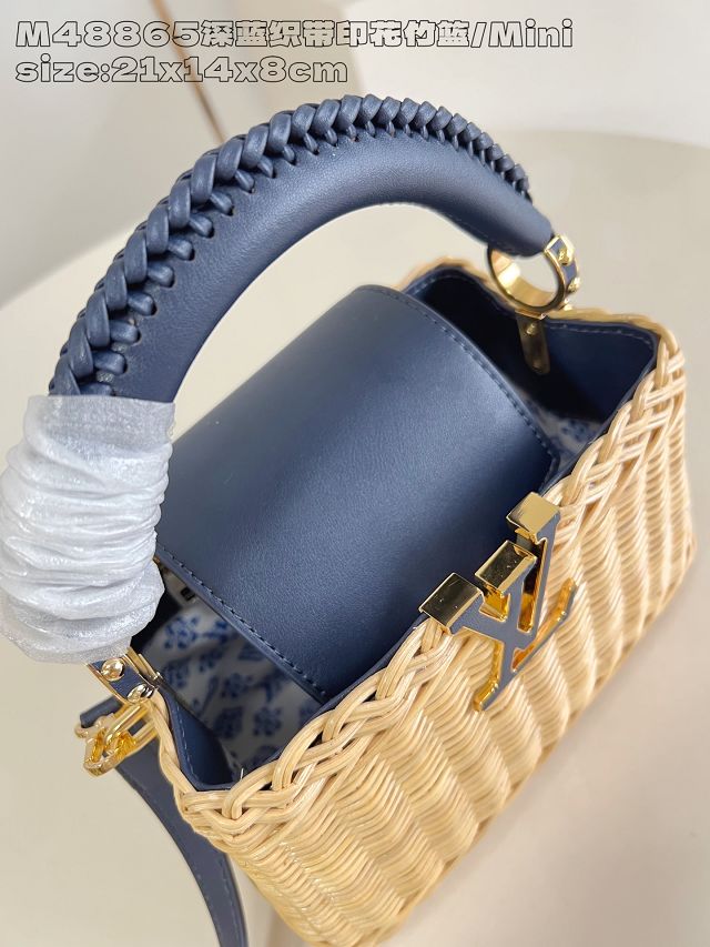 Louis vuitton original rattan capucines mini M24976 navy blue