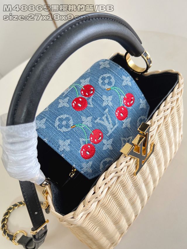 Louis vuitton original rattan&denim capucines BB M14296 black