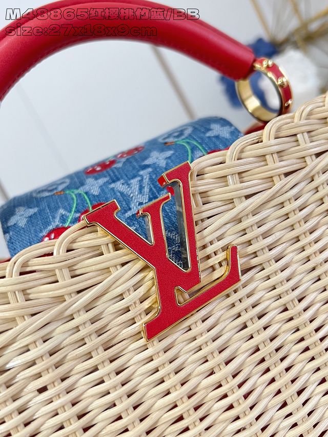 Louis vuitton original rattan&denim capucines BB M14296 red