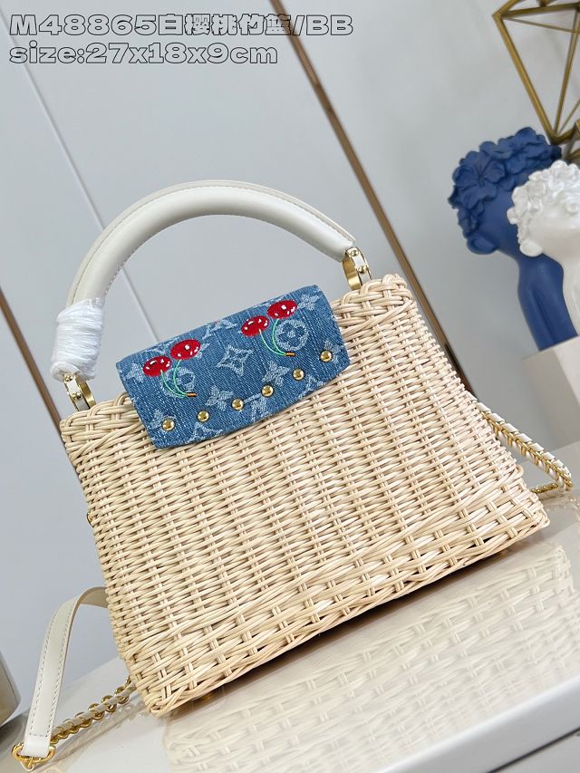 Louis vuitton original rattan&denim capucines BB M14296 white