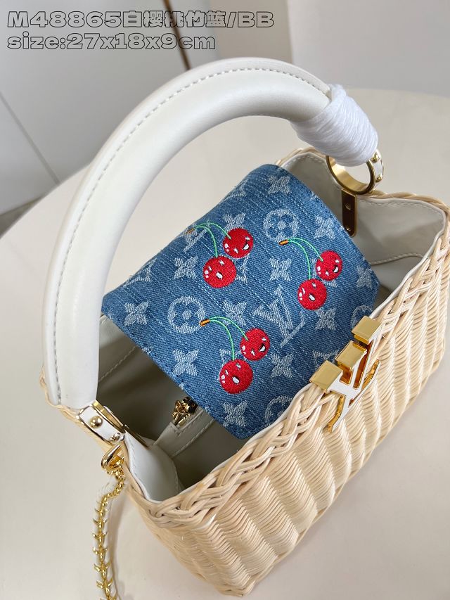 Louis vuitton original rattan&denim capucines BB M14296 white