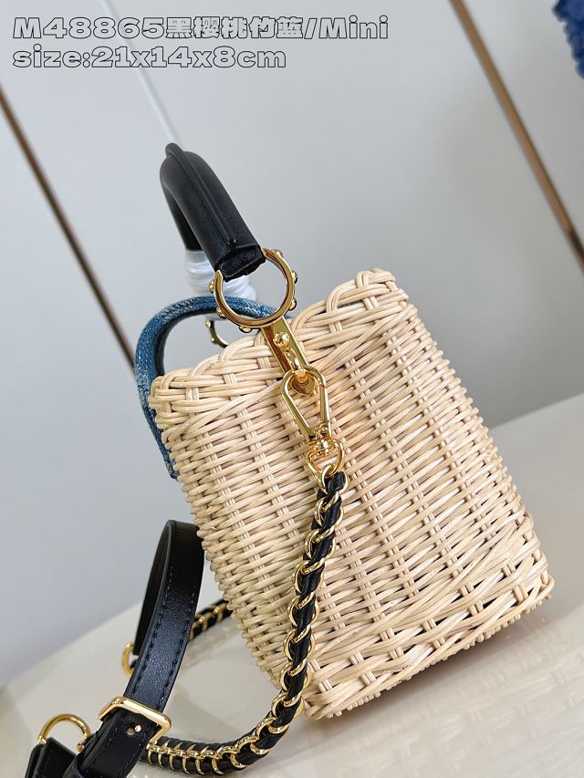 Louis vuitton original rattan&denim capucines mini M14295 black