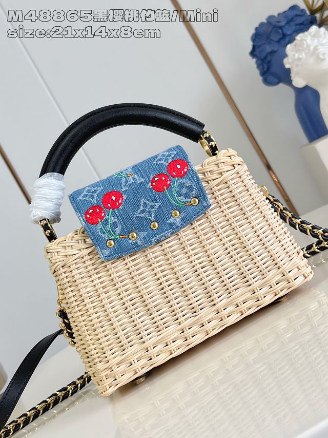 Louis vuitton original rattan&denim capucines mini M14295 black