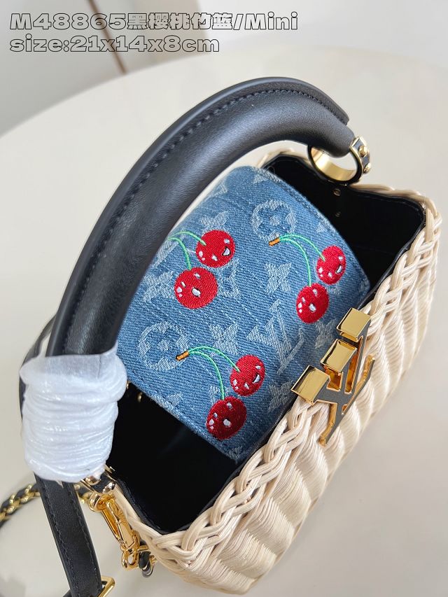 Louis vuitton original rattan&denim capucines mini M14295 black