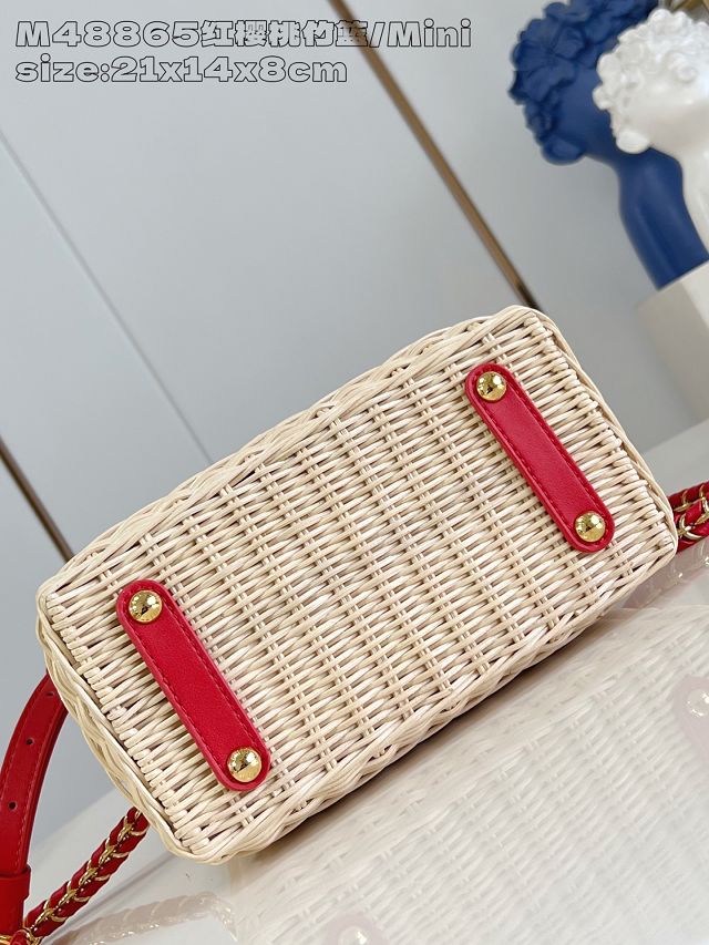 Louis vuitton original rattan&denim capucines mini M14295 red
