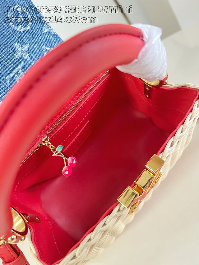 Louis vuitton original rattan&denim capucines mini M14295 red