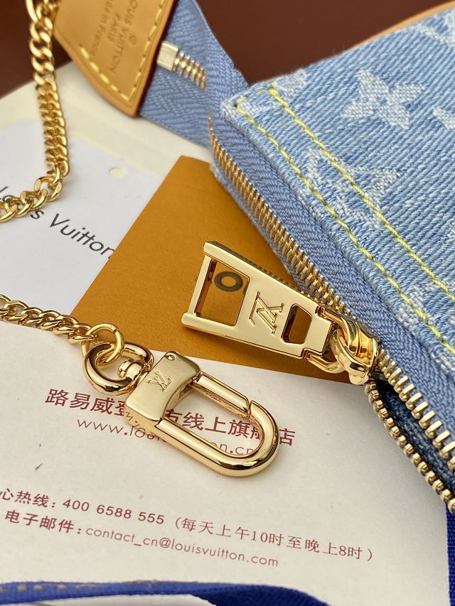 Louis vuitton origianl denim mini pochette accessoires M58009 blue