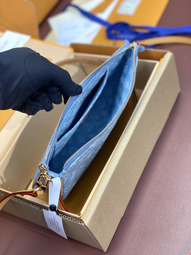 Louis vuitton original denim pochette accessoires M40712 blue
