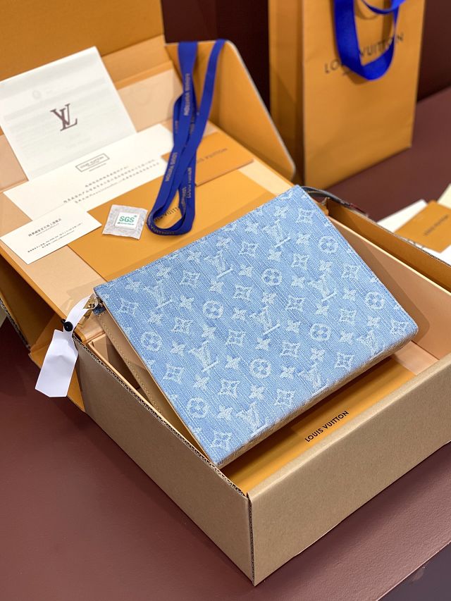 Louis vuitton original denim toiletry pouch 26 M47542 blue