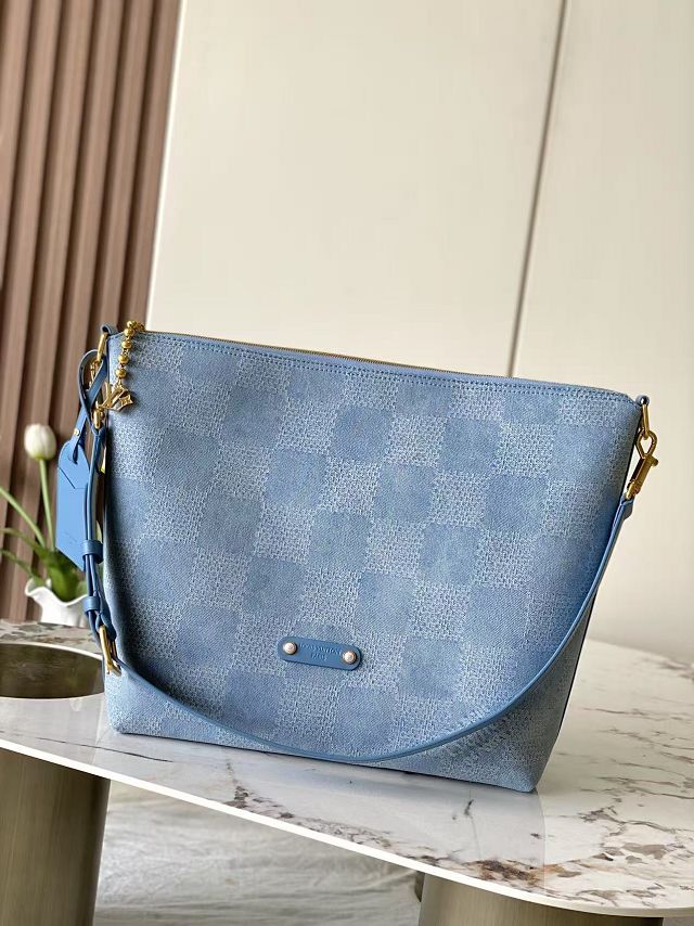 Louis vuitton original denim vagabond hobo bag N00202 blue