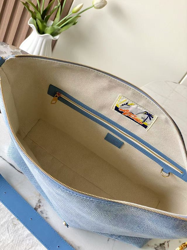 Louis vuitton original denim vagabond hobo bag N00202 blue