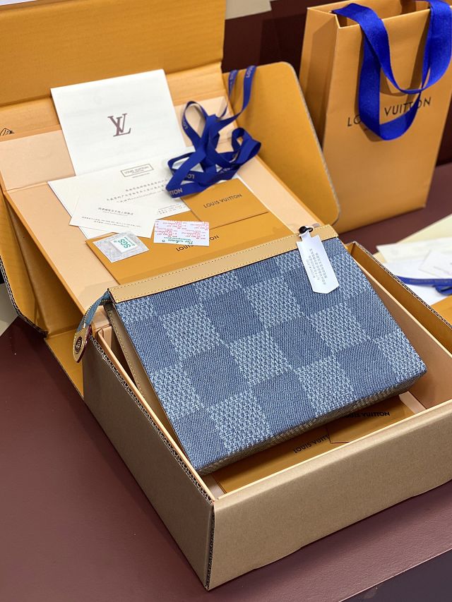 Louis vuitton original denim voyage pochette M61692 blue
