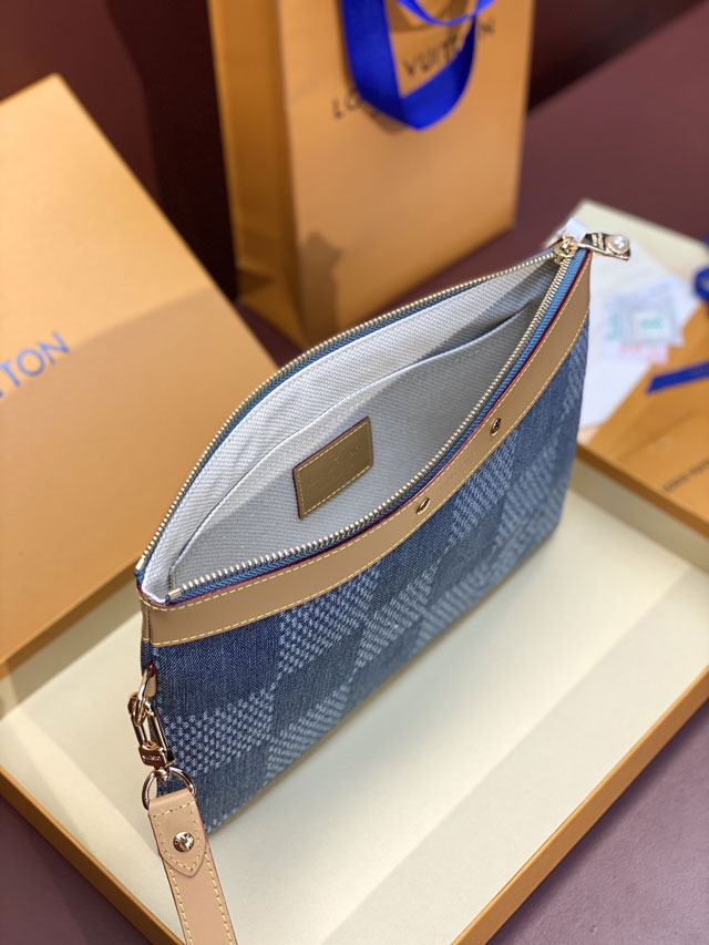 Louis vuitton original denim voyage pochette M61692 blue