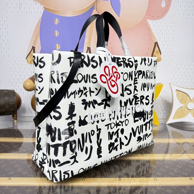 Louis vuitton origianl canvas shopper bag N40797 white