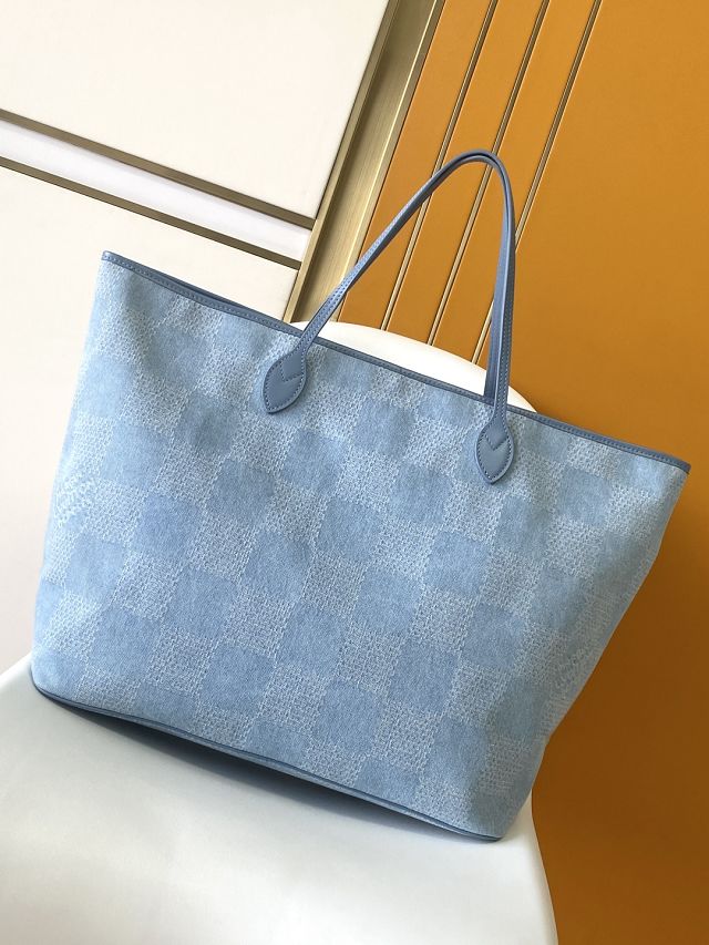 Louis vuitton original denim Nevereverfull tote N00198 blue