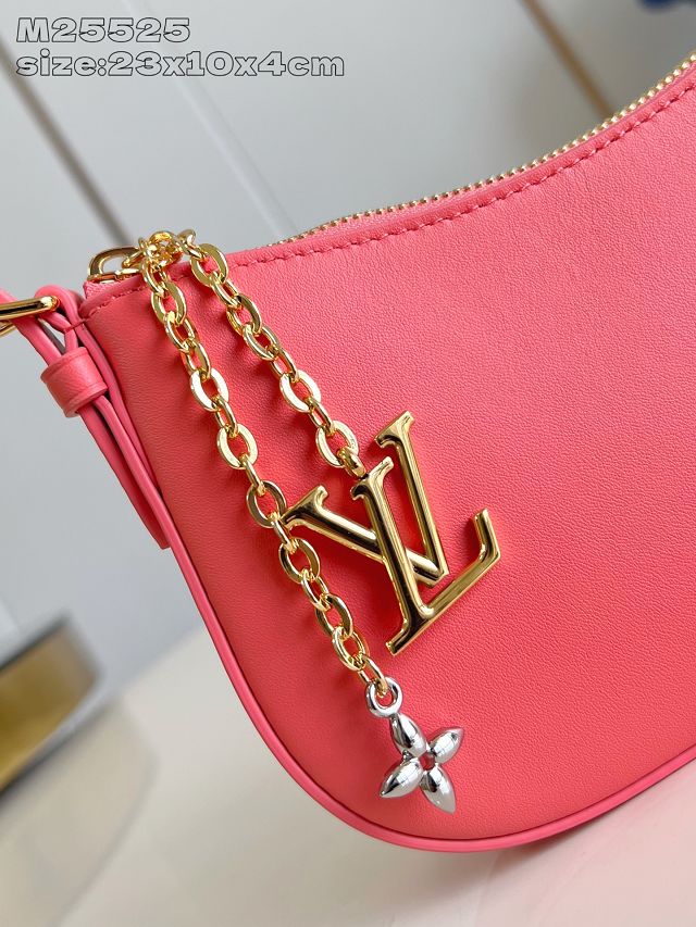 Louis vuitton original calfskin pochette LV bloom M25525 rose red