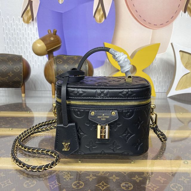 Louis vuitton original lambskin vanity chain pouch M25123 black