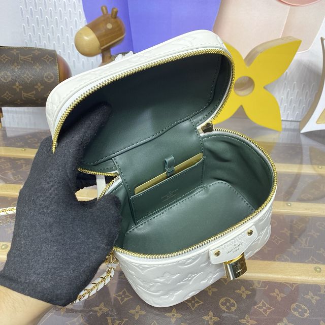 Louis vuitton original lambskin vanity chain pouch M28219 white