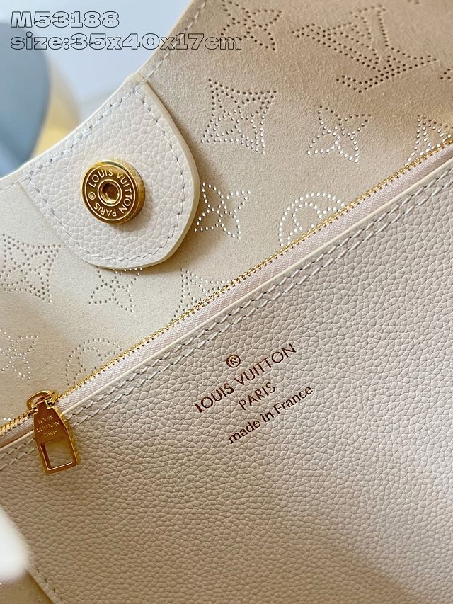 Louis vuitton original mahina leather carmel hobo bag M25894 cream