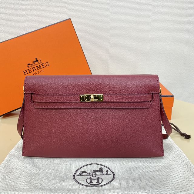 Hermes original chevre leather kelly elan KE0028-5 bordeaux