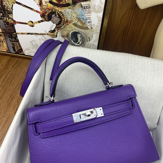 Hermes original chevre mini kelly 19 bag KG0019 crocus