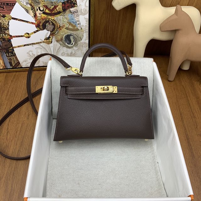Hermes original chevre mini kelly 19 bag KG0019 ebene