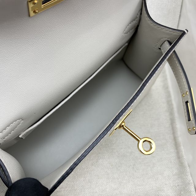 Hermes original chevre mini kelly 19 bag KG0019 grey pearl
